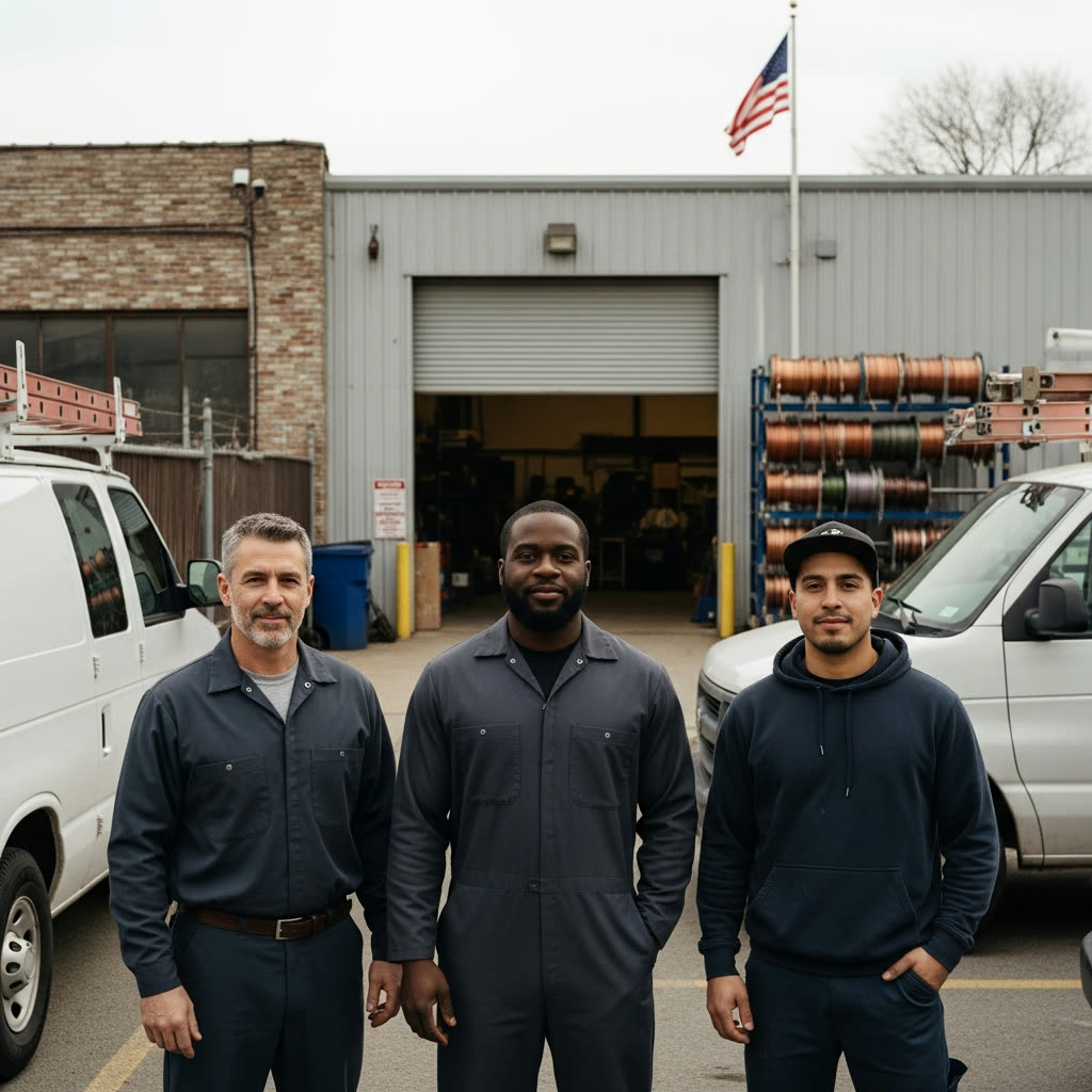 Professional HVAC crew with service trucks in Pittsburgh